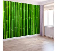 Nature Photography Mural Decoration Poster Picture, 400 x 280 cm - Photo Wallpaper Green Bamboo Vertical Stripes for Living Room, Bedroom, Bathroom, Office, Dining Room, Kid's Room