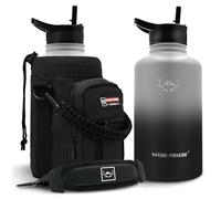 NATURE PIONEOR 64 oz Insulated Water Bottle with Carrier Bag & 3 Lids