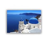 Nature Prints On Canvas Greek Santorini Island Town Panoramic Poster Landscape Paintings Canvas Wall Art Large Artwork Picture for Living Room Wall Modern 80x120cm Frameless