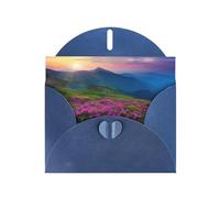 Nature Purple Flowers Meadow Mountain Scenic Blue prints Greeting Cards 6x4-inch with Envelope | Perfect for writing greetings and thank-you notes
