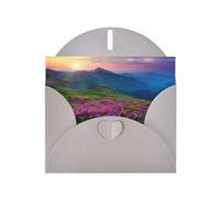 Nature Purple Flowers Meadow Mountain Scenic Gray prints Greeting Cards 6x4-inch with Envelope | Perfect for writing greetings and thank-you notes
