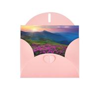 Nature Purple Flowers Meadow Mountain Scenic Pink prints Greeting Cards 6x4-inch with Envelope | Perfect for writing greetings and thank-you notes