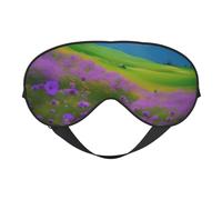 Nature Purple Flowers Meadow Mountain Scenic Print Outdoor Travel Stylish Eye Mask Adjustable Sleep Camping Meditation Relaxation