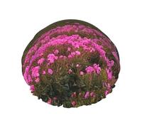 Nature Purple Flowers Meadow Mountain Scenic Printed Double Layer Lined Shower Cap,Shower Caps For Women Reusable