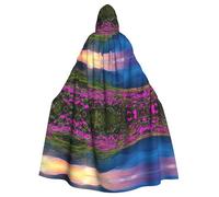 Nature Purple Flowers Meadow Mountain Scenic Printed Hooded Cloak Robe Cloak Witch Vampires Grim Reaper Devil For Boy Girl Cosplay Costume