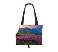 Nature Purple Flowers Meadow Mountain Scenic Printed Pet Shoulder Bag Lightweight Breathable Travel Pet Bag 26 * 34cm Weekend Pet Travel Set