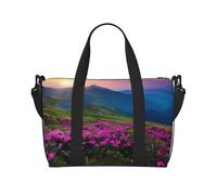 Nature Purple Flowers Meadow Mountain Scenic Printed Travel Duffel Bag Foldable Gym Duffel Bag Suitable for Travel Work Gym etc