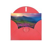 Nature Purple Flowers Meadow Mountain Scenic Red prints Greeting Cards 6x4-inch with Envelope | Perfect for writing greetings and thank-you notes