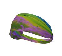 Nature Purple Flowers Meadow Mountain Scenic Sports Headband For Men Women Tennis Sweat Band For Workout Sports Headbands Elastic For Running