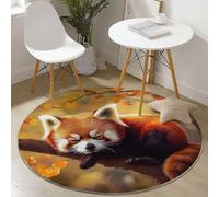 Nature Red Panda Autumn Leaves 150 Cm Soft, Machine Washable, Non-Slip & Non-Shedding Carpet, Brown Decorative Accent Rug For Bedroom, Living Room, Nursery, Or Entryway