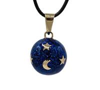 Nature Reflections Angel Caller Chime Stars and Moon Necklace Blue Glitter Twilight Sky Angel Caller Harmony Ball Chime Necklace
