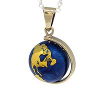 Nature Reflections Earth Globe Angel Caller Harmony Ball Chime Necklace with Brass Continents on Spinning Axis and 28" Rolo Chain Handcrafted Gift