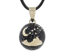 Nature Reflections Moon Over Mountains Caller Chime Ball Necklace, Harmony Ball, Fairy Bell, Angel Caller Chime Bell Jewelry, Enamel, No Gemstone