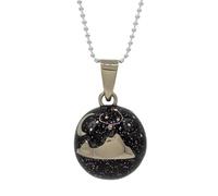 Nature Reflections Moon Over Mountains Caller Chime Ball Necklace, Harmony Ball, Fairy Bell, Angel Caller Chime Bell Jewelry, Enamel, No Gemstone