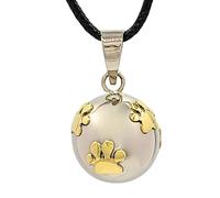 Nature Reflections Paws on My Heart Dog Pawprint Harmony Ball Necklace LLamador De Angeles/Angel Caller Chime Necklace Memorial Bell Pendant Jewelry, Brass, No Gemstone
