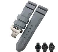 Nature Rubber 24mm Watch Band For Submersible Luminor PAM Black Blue Red Orange Strap Butterfly Clasp