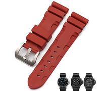Nature Rubber 26mm Watch Band For Panerai Submersible Luminor PAM Black Blue Red Orange Strap Butterfly Clasp (Red Pin,26mm SPin)