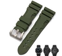 Nature Rubber 26mm Watch Band For Panerai Submersible Luminor PAM Black Blue Red Orange Strap Butterfly Clasp (Green Pin,26mm SPin)