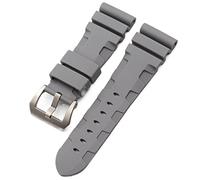 Nature Rubber 26mm Watch Band For Panerai Submersible Luminor PAM Black Blue Red Orange Strap Butterfly Clasp (Gray Pin,26mm SPin)
