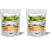 Nature’s Balance Crystallised Ginger 1kg Diced Sweet Spicy Crystalised Pieces Chunks | Perfect for Baking | Resealable Bag (Pack of 2)