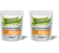 Nature’s Balance Crystallised Ginger 500g Diced Sweet Spicy Crystalised Pieces Chunks | Perfect for Baking | Resealable Bag (Pack of 2)