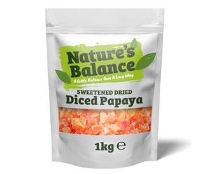 Nature’s Balance Dried Papaya Cubes 1kg Dehydrated Tropical Diced Fruit