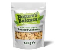 Nature’s Balance Roasted Cashew Nuts 500g Sour Cream & Onion Flavour | Gourmet Whole Cashews with a Bold Flavour | Crunchy & Fresh in Resealable Bag
