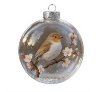 Nature’s Birds Crystal Glass Ornament Set, Bird Glass Christmas Tree Ornaments for Xmas Tree Memorial Gifts, Decorative Room Decor, Clear Plastic Christmas Balls, 2025 Xmas Holiday Ornaments