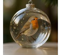 Nature’s Birds Crystal Glass Ornament Set, Cardinal Bird Glass Christmas Tree Ornaments for Xmas Tree Memorial Gifts, for Room Decor, Nature’s Birds Christmas Ornament (A)