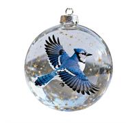 Nature’s Birds Crystal Glass Ornament Set, Cardinal Bird Glass Clear Plastic Christmas Balls, Clear Plastic Christmas Balls, Memorial Keepsake Ball Decorations for Holiday Home Décor