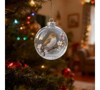Nature’s Birds Crystal Glass Ornament Set, Cardinal Bird Glass Clear Plastic Christmas Balls, Clear Plastic Christmas Balls, Memorial Keepsake Ball Decorations for Holiday Home Décor