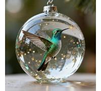 Nature’s Birds Crystal Glass Ornament Set, Hummingbird Christmas Ornament, Cardinal Ornaments for Xmas Tree Memorial Gifts, Clear Plastic Christmas Balls for Room Decor, Holiday Ornaments