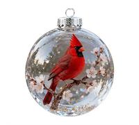 Nature’s Birds Crystal Glass Ornament Set,Wildlife Wonders Collection Crystal Glass Ornament,lear Plastic Christmas Balls,Cardinal Bird Glass Christmas Tree Ornaments for Xmas Tree Memorial Gifts