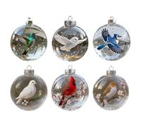 Nature’s Birds Crystal Glass Ornament Set,Wildlife Wonders Collection Crystal Glass Ornament,lear Plastic Christmas Balls,Cardinal Bird Glass Christmas Tree Ornaments for Xmas Tree Memorial Gifts