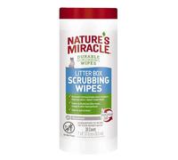 Nature’s Miracle Litter Box Scrubbing Wipes 30Ct | Breaks Down & Destroys Tough Urine & Feces Odors, Apply to Litter And Surrounding Areas, Will Not Clump Litter