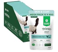 Nature’s Protection Prime Wet Cat Food, Chicken & White Fish 12x 85g | Healthy Skin & Coat Support, Hypoallergenic, Chunks in Gravy, Salmon Oil & Omega-3, Everyday Feeding, Adult Cats, 12 Pouches