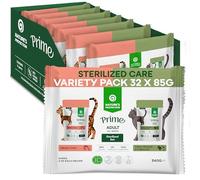 Nature’s Protection Prime Wet Cat Food Variety Pack, 2 Recipes 32x 85g | Turkey, Pheasant & Cranberries and Salmon & Trout, Sterilised Cats Care, Hypoallergenic, Chunks in Gravy, 32 Pouches