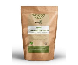 Nature’s Root Organic Split Coriander Seeds 500g - Home Sprouting Seeds | Micro-Greens | Certified Organic | Cilantro Seeds | Coriander Sprouts