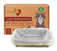 Nature’s Zone Large Cat Litter Tray Liners - Biodegradable Drawstring Bags 20 Pack - Large 90×45cm - Strong, Tear-Resistant HDPE + EPI - Easy Clean Litter Box Liners