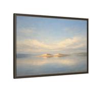 Nature Sandy Islands Blue And Sand - Framed Canvas Wall Art Print 36×24 inch (90×60 cm) - Horizontal/Espresso / 1.25 inch (3 cm)