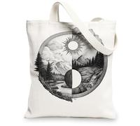 Nature Scene Canvas Tote Bag, Reusable Eco-Friendly Shopper Bags, Artistic Lightweight Earthy Design 13x15 Inch