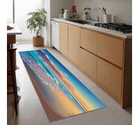 Nature Scenery Hallway Runner Rug Non Slip 40 x 120 cm, Washable Kitchen Long Carpet Runner Soft Beach Sunset Low Pile Rug for Entryway Bedroom Laundry Living Room