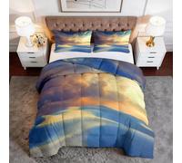 Nature Scenery Single Washable Duvet 135x200 cm, Lightweight Breathable Sand Dune Beautiful Sky Quilt - All-Season Soft Skin-Friendly Bedspread Hypoallergenic Bedding for Boys, Girls & Adults