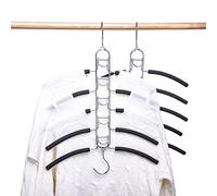 Nature Smile 2 Pack 5 in 1 Anti Slip Clothes Hangers,Space Saver Magic Metal Hangers,Multi Layers Wardrobe Clothes Rack,Heavy Duty Metal Blouse Hanger Closet Storage Organizer