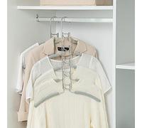 Nature Smile 2 Pack 5 in 1 Anti Slip Metal Sweater Coat Hangers,Multi Layers Wardrobe Clothes Rack,Heavy Duty Metal Space Saver Blouse Hanger Closet Storage Organizer,Light Grey Color