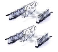 Nature Smile 30CM Length Ultra Thin Space Saving Pants Skirt Hangers, Heavy Duty Metal Clip Hangers Trousers Slacks Jeans Hangers with 2-Adjustable Clips (20)