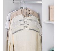 Nature Smile (4 Pack) 5 in 1 Anti Slip Multiple Sweater Coat Hangers,Multi Layers Wardrobe Clothes Rack,Heavy Duty Metal Space Saver Shirt Blouse Hanger Closet Storage Organizer,Light Grey Color