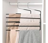 Nature Smile Pants Hangers 3pack, Heavy Duty Multi Layers Space Saving Slack Hangers,Non Slip 5 Tier Open-Ended Pants Hanger Closet Storage Organizer for Garden Flags Trousers Jeans Scarf