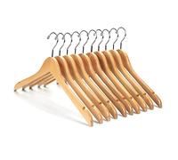 Nature Smile Solid Gugertree Wood Shirt and Dress Hangers with Notches with Anti-Rust Chrome Hook Pack of 10 (Natural)