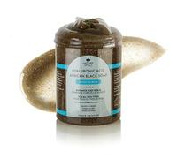 Nature Spell African Black Soap & Hyaluronic Acid Body Scrub 300 ml - Exfoliates and Detoxifies - Removes Dead Skin Cells - Infused with Charcoal - 100% Vegan - Made in the UK, Grey